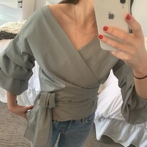 Semi Off Shoulder Wrap Top